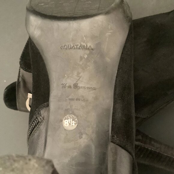 AQUATALIA Ankle Boots Booties Black Leather & Suede Zip Buckle Accent Size 8.5 - Picture 5 of 5